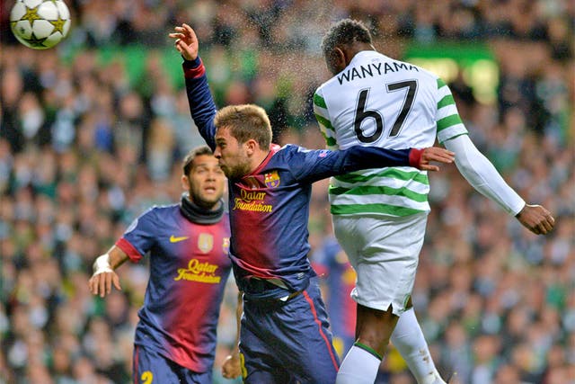 Victor Wanyama heads Celtic into a 21st-minute lead