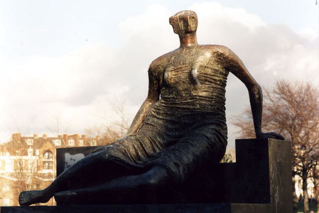 Henry Moore's sculpture Draped, Seated Woman by Henry Moore, which has been sold by Tower Hamlets Council to claw back money lost in budget cuts.