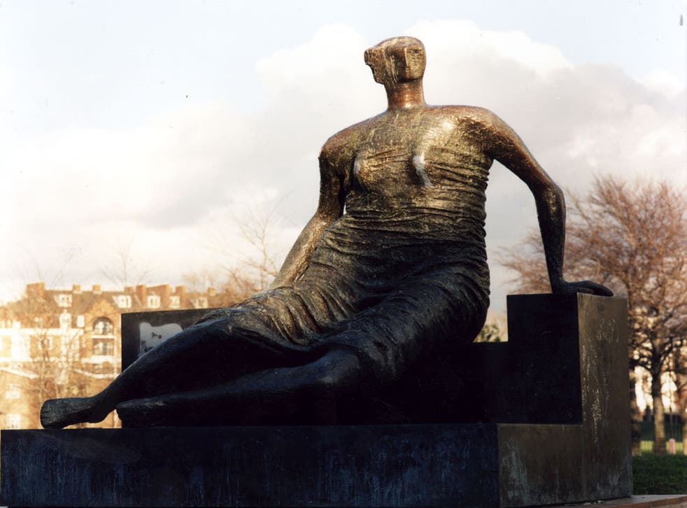Henry Moore's sculpture Draped, Seated Woman by Henry Moore, which has been sold by Tower Hamlets Council to claw back money lost in budget cuts.