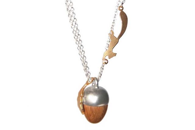 <p>Natural gems</p>

<p>We are nuts about this new 'Squirrel, Acorn and Leaf' pendant from British jeweller Phoebe Sherwood-Moore. Handmade in turned oak, silver and gold vermeil, it is part of a collection inspired by the Sussex countryside near the young designer's home in Lewes. Squirrel some away now. £125, phoebejewellery.co.uk</p>