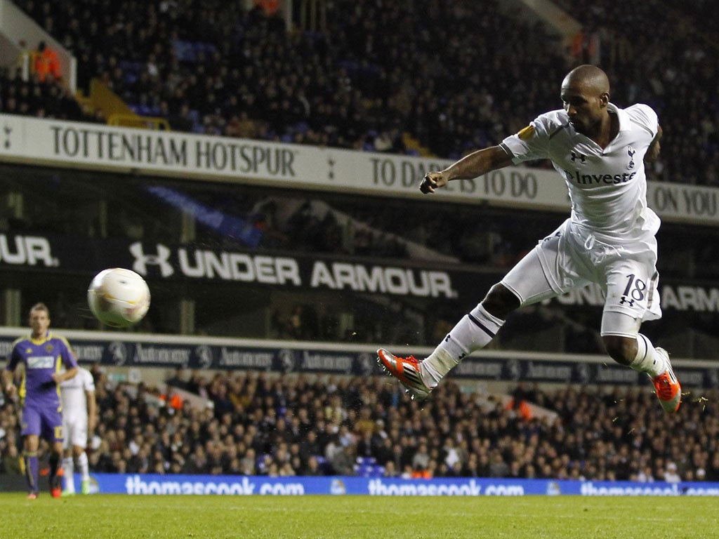 Jermain Defoe scores the first of his hat-trick