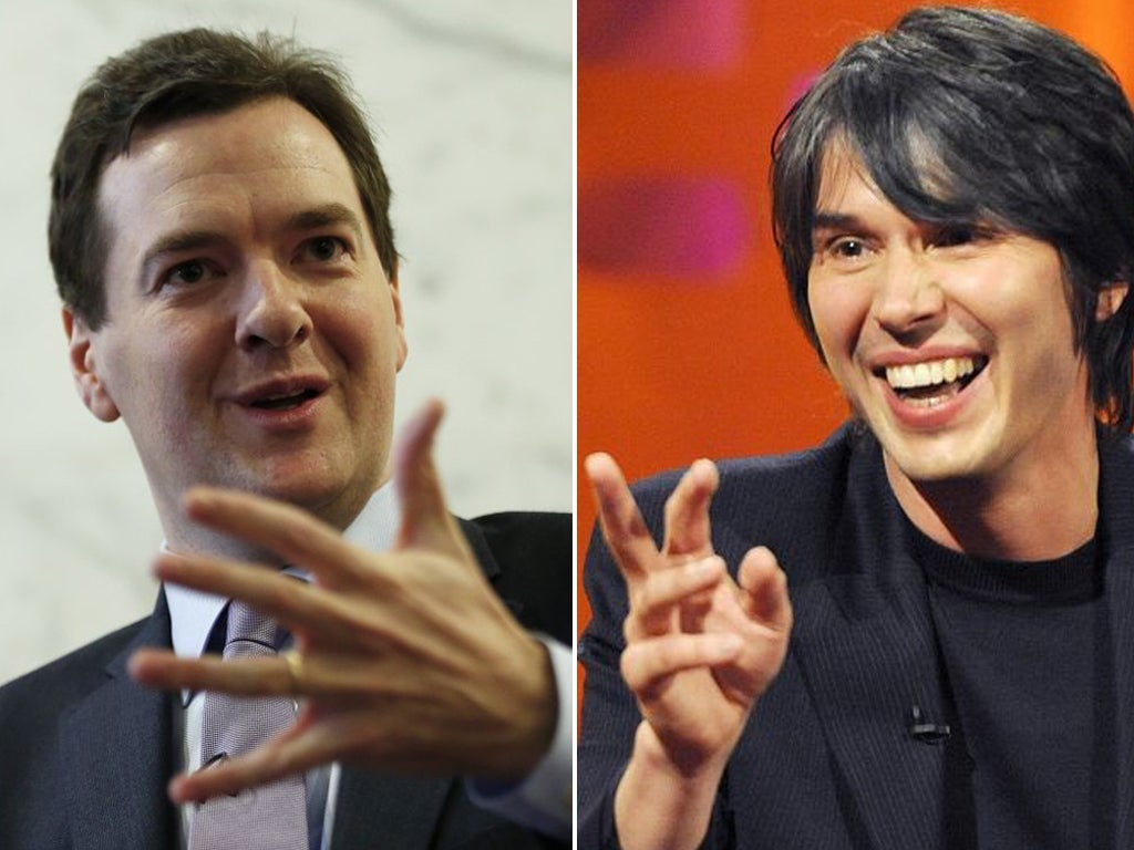 George Osborne, left, refused to be drawn on whether he agrees with Professor Cox, right, who has argued for a doubling of the £4.6bn science budget