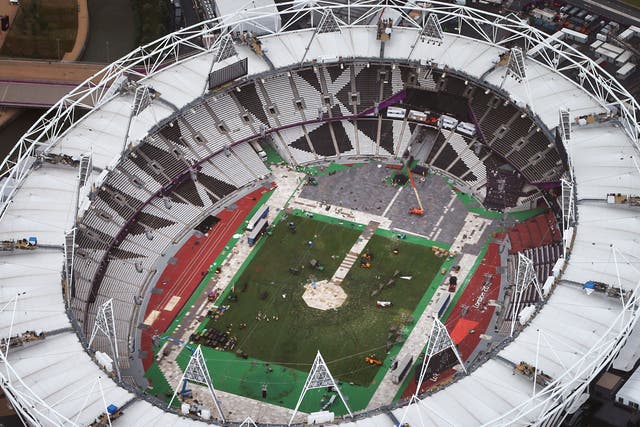 Work started to clear the Olympic Stadium at Stratford the day after the Paralympic Games closing ceremony