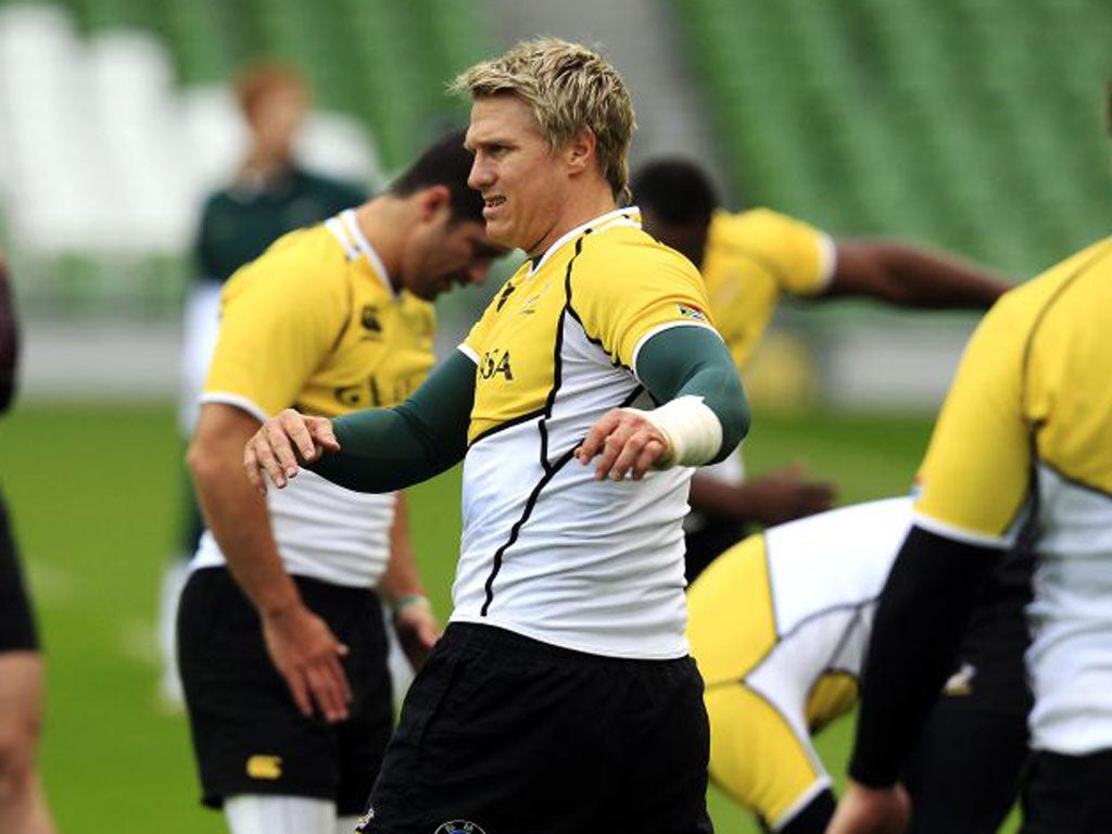 Jean de Villiers will line up for the Springboks this evening