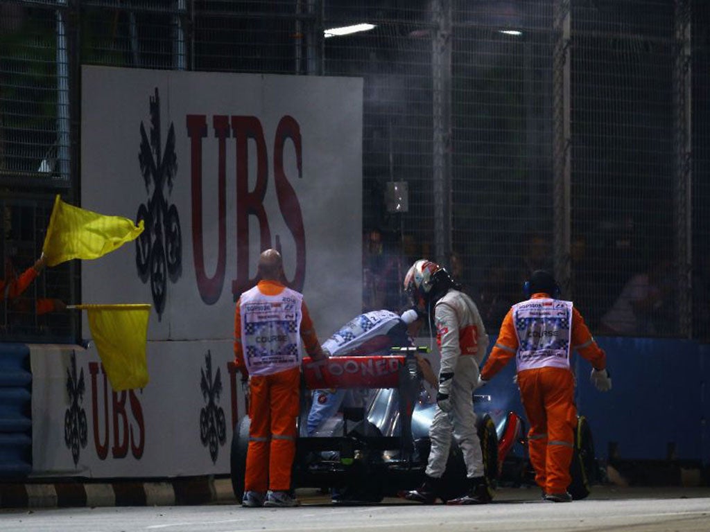 Lewis Hamilton was leading in Singapore until a gearbox failure