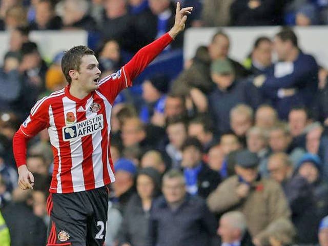 Sunderland's Adam Johnson celebrates after scoring 