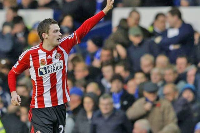 Sunderland's Adam Johnson celebrates after scoring 