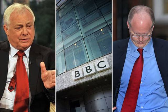 The BBC chairman Chris Patten (left) has been commenting after last night's resignation of the BBC Director General George Entwistle (right)