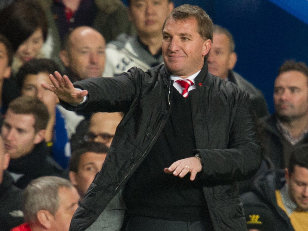 Brendan Rodgers issues instructions from the touchline yesterday
