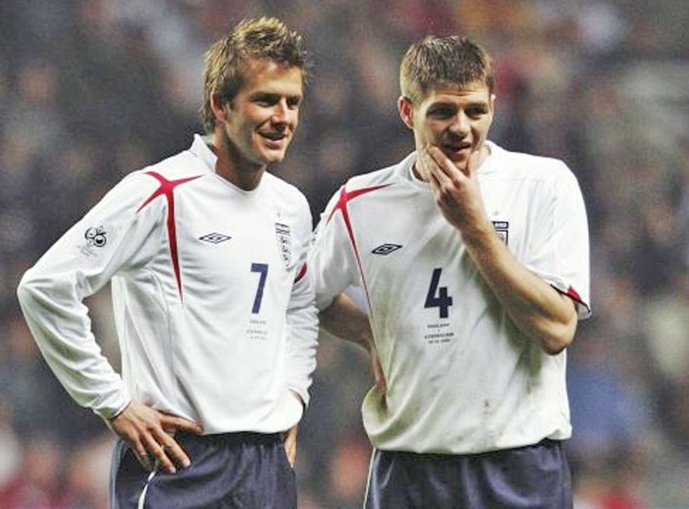 David Beckham and Steven Gerrard in England colours together
