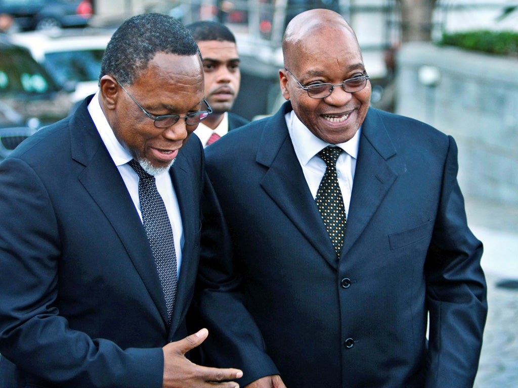 Kgalema Motlanthe, left, and Jacob Zuma are locked in a power struggle