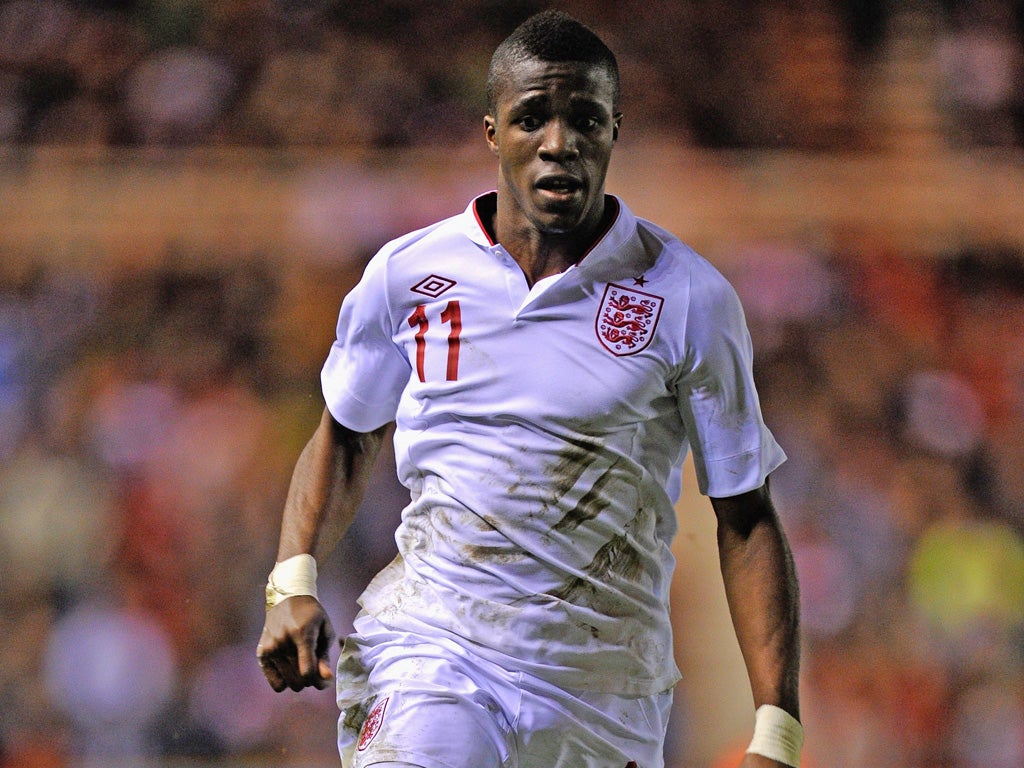 Wilfried Zaha is in line for his England debut on Wednesday