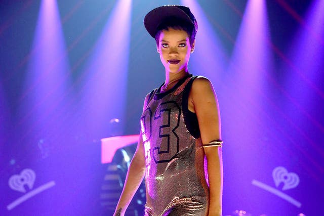 Rihanna often performs wearing a New Era cap