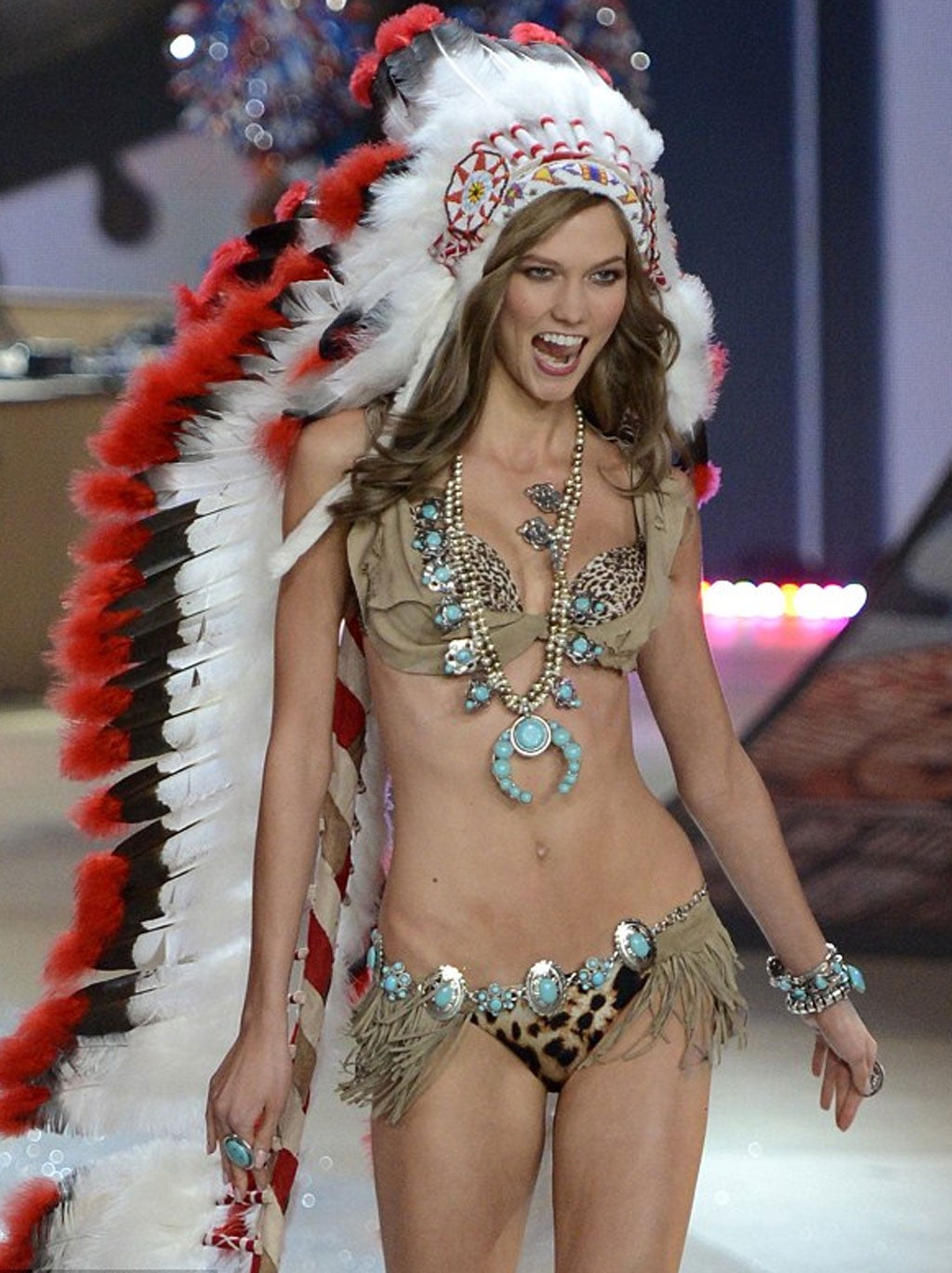Victoria's Secret apologises for offence caused by using Native American  headdress on model wearing high heels and leopard print underwear, The  Independent