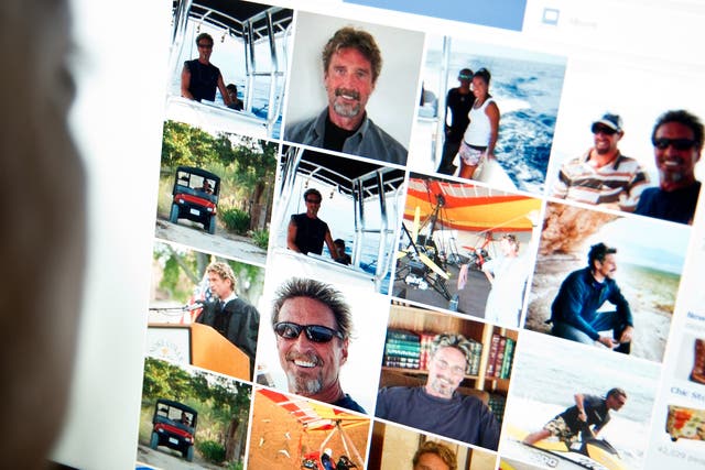 An internet users viewing a facebook page belonging to John McAfee