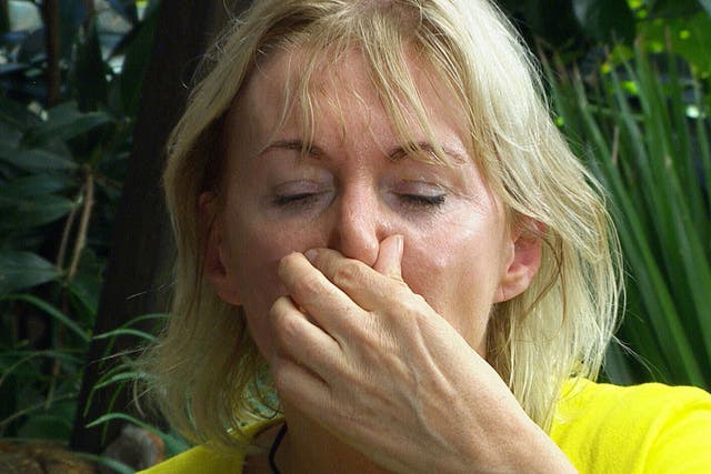 Nadine Dorries attempts to swallow an ostrich anus on  'I'm A Celebrity...Get Me Out Of Here!'