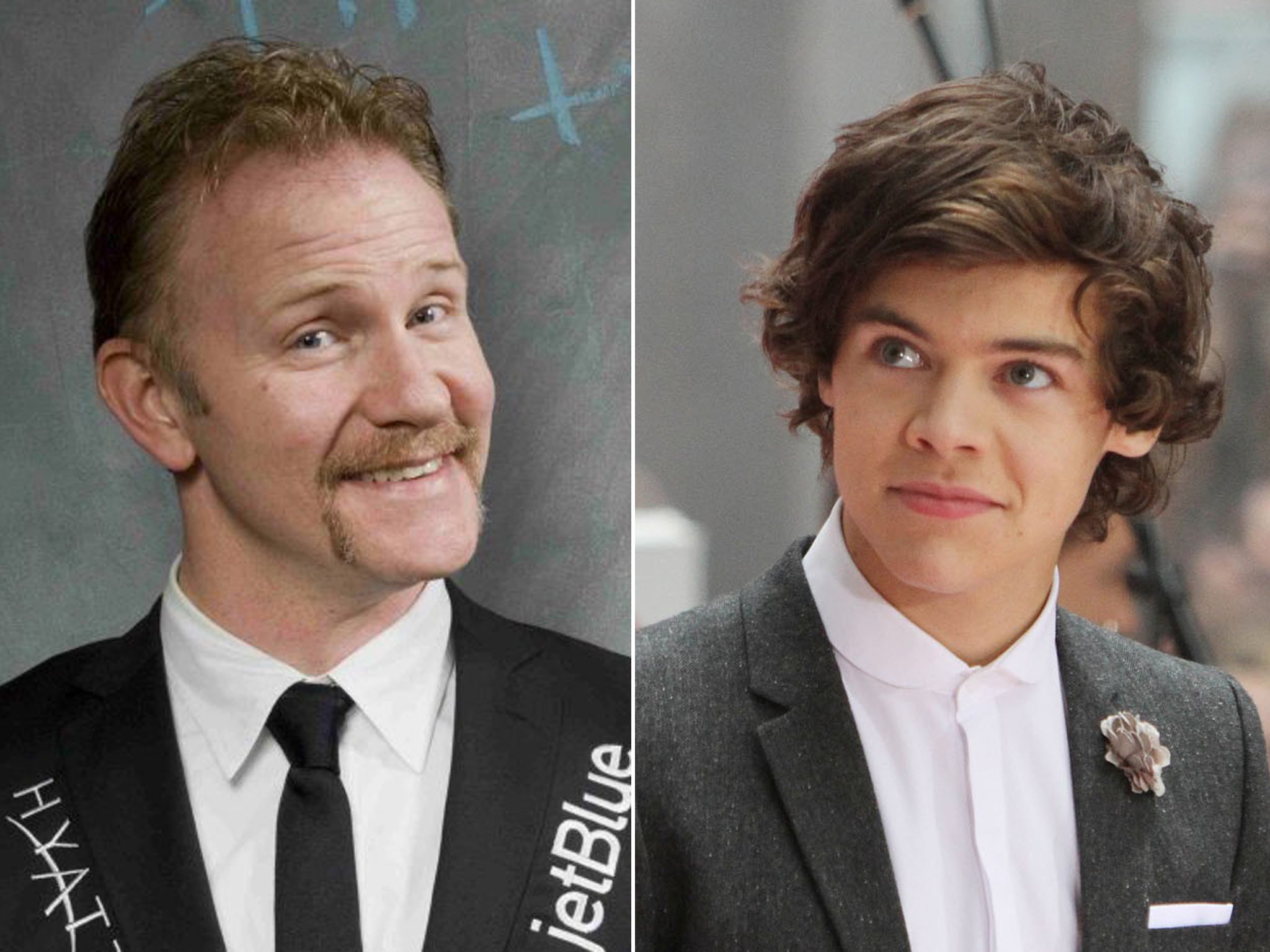 Morgan Spurlock (left) and One Direction's Harry Styles