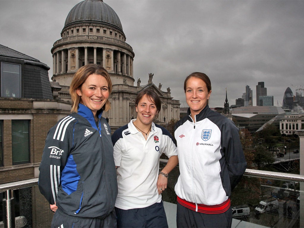 Charlotte Edwards, Katy McLean and Casey Stoney, pictured in London where they met to discuss the challenges ahead for women's sport