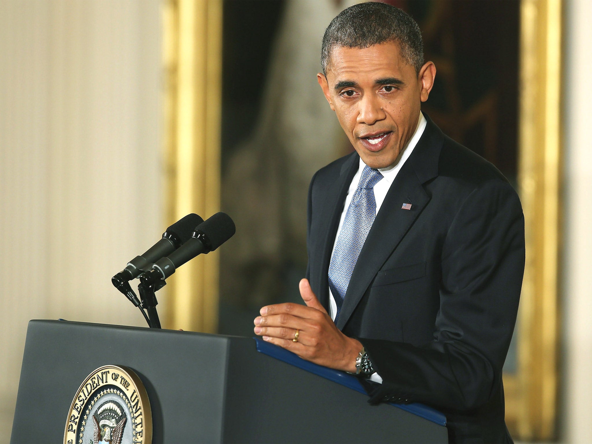President Barack Obama during the press conference at the White House