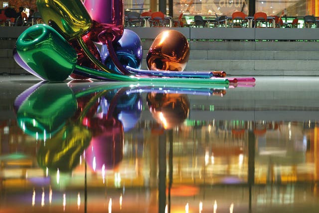 Lot 38
Jeff Koons (b. 1955) 
Tulips 
mirror-polished stainless steel with transparent color coating 
80 x 180 x 205 in. (203.2 x 457.2 x 520.7 cm.) 
Executed in 1995-2004. This work is one of five unique versions.
Estimate On Request
Price realized: $33,682,500