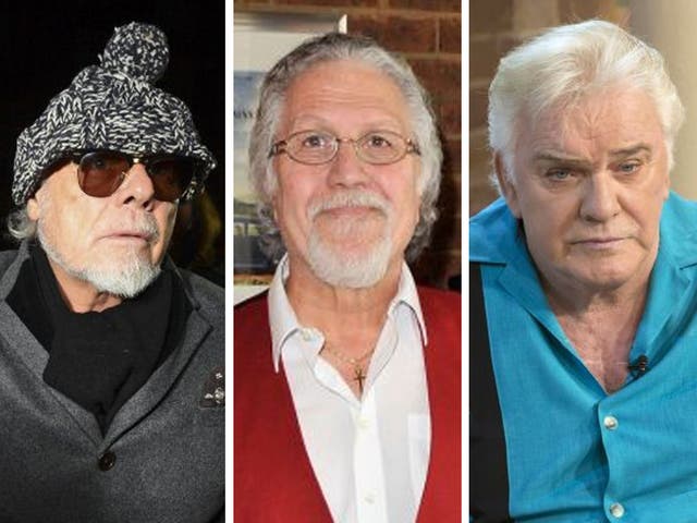 Dave Lee Travis (centre) is the latest personality to be arrested in Operation Yewtree. The comedian Freddie Starr (right) and pop singer Gary Glitter (left) have also been arrested and bailed for similar offences