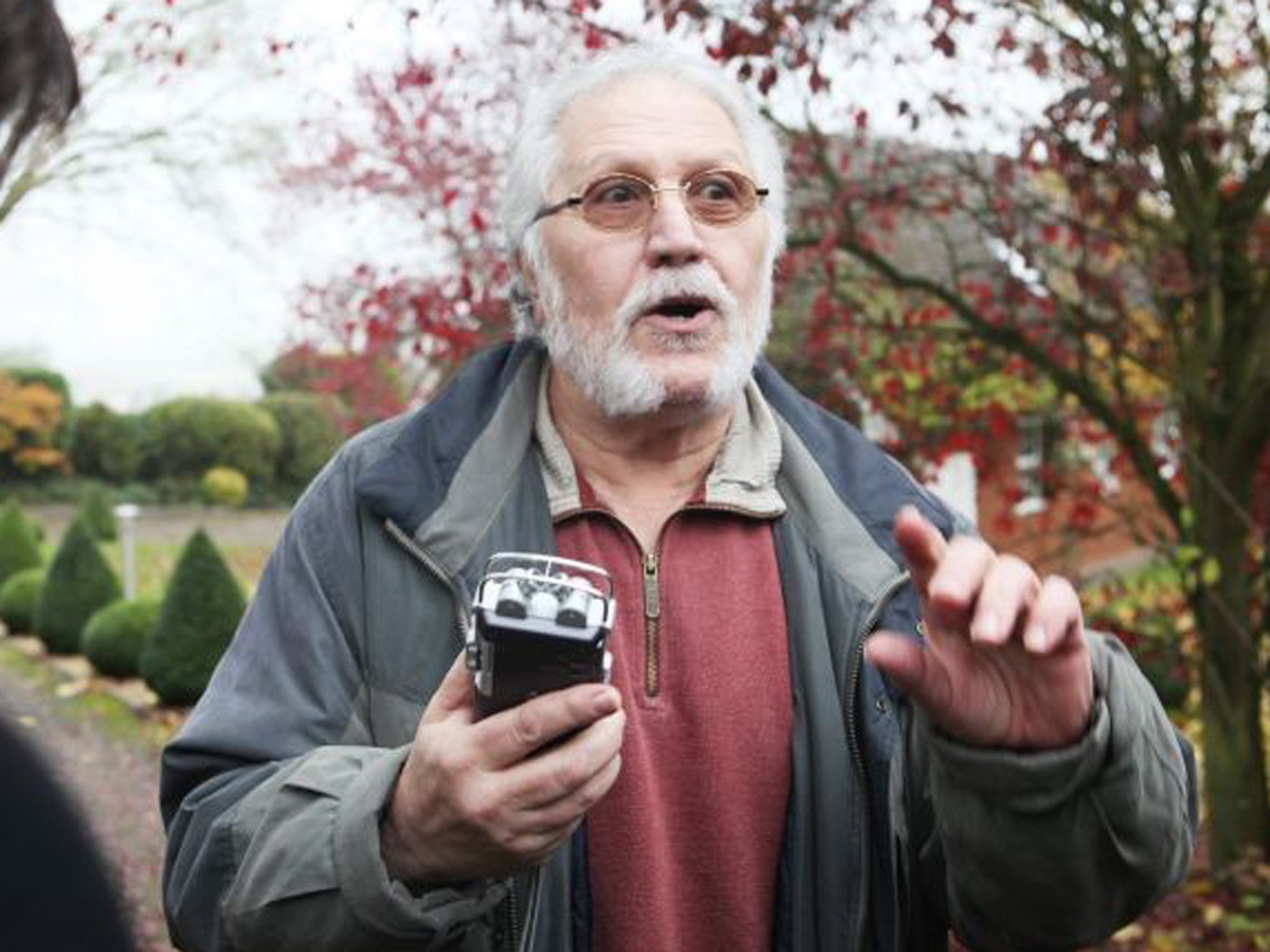 Dave Lee Travis spoke outside his home near Leighton Buzzard