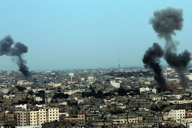 Smoke rising from Hamas sites after an Israeli air strike in Gaza on Friday 16 November