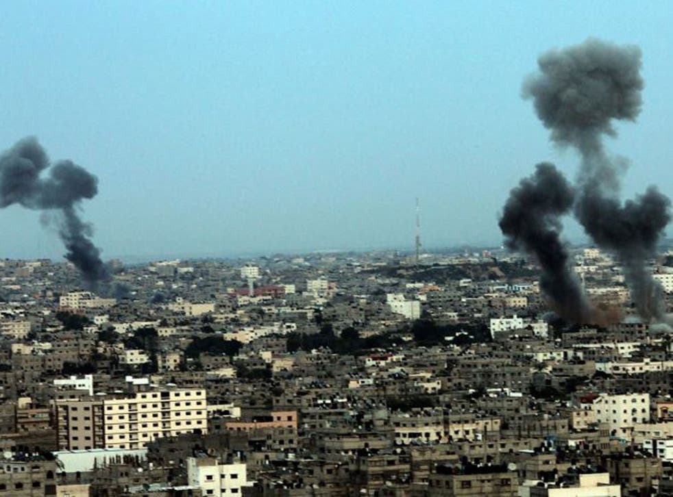 Smoke rising from Hamas sites after an Israeli air strike in Gaza on Friday 16 November