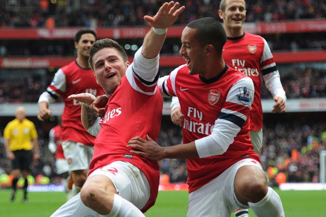 Giroud celebrates Arsenal's third