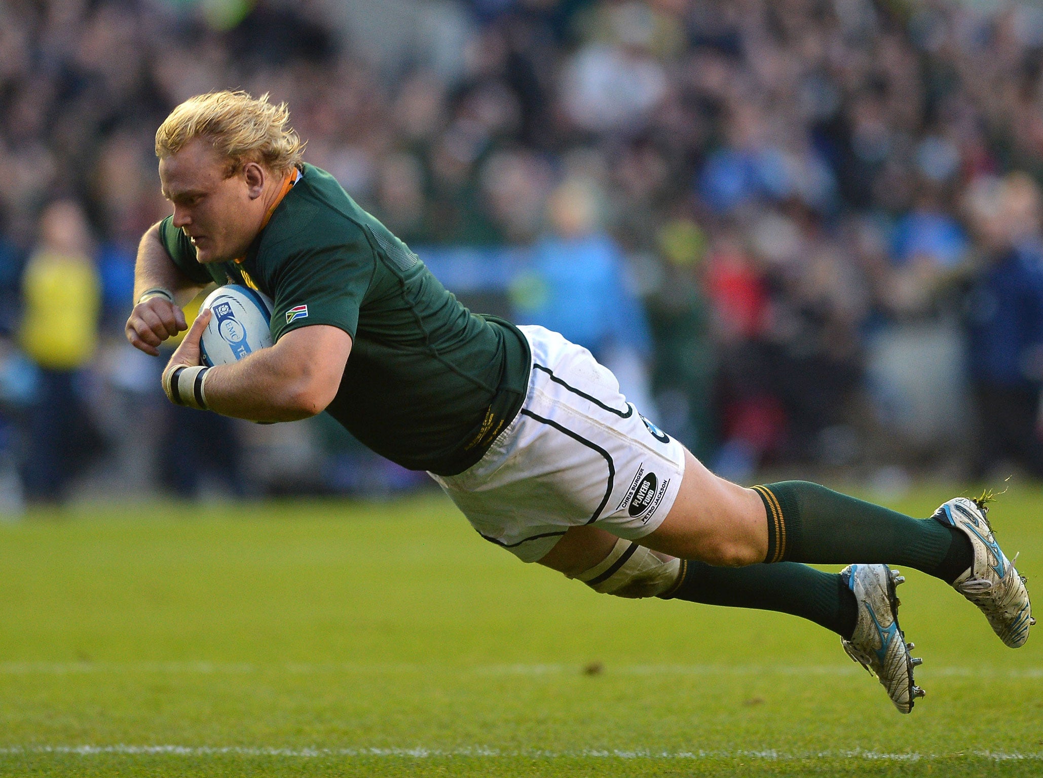 Adriaan Strauss of South Africa scored two tries