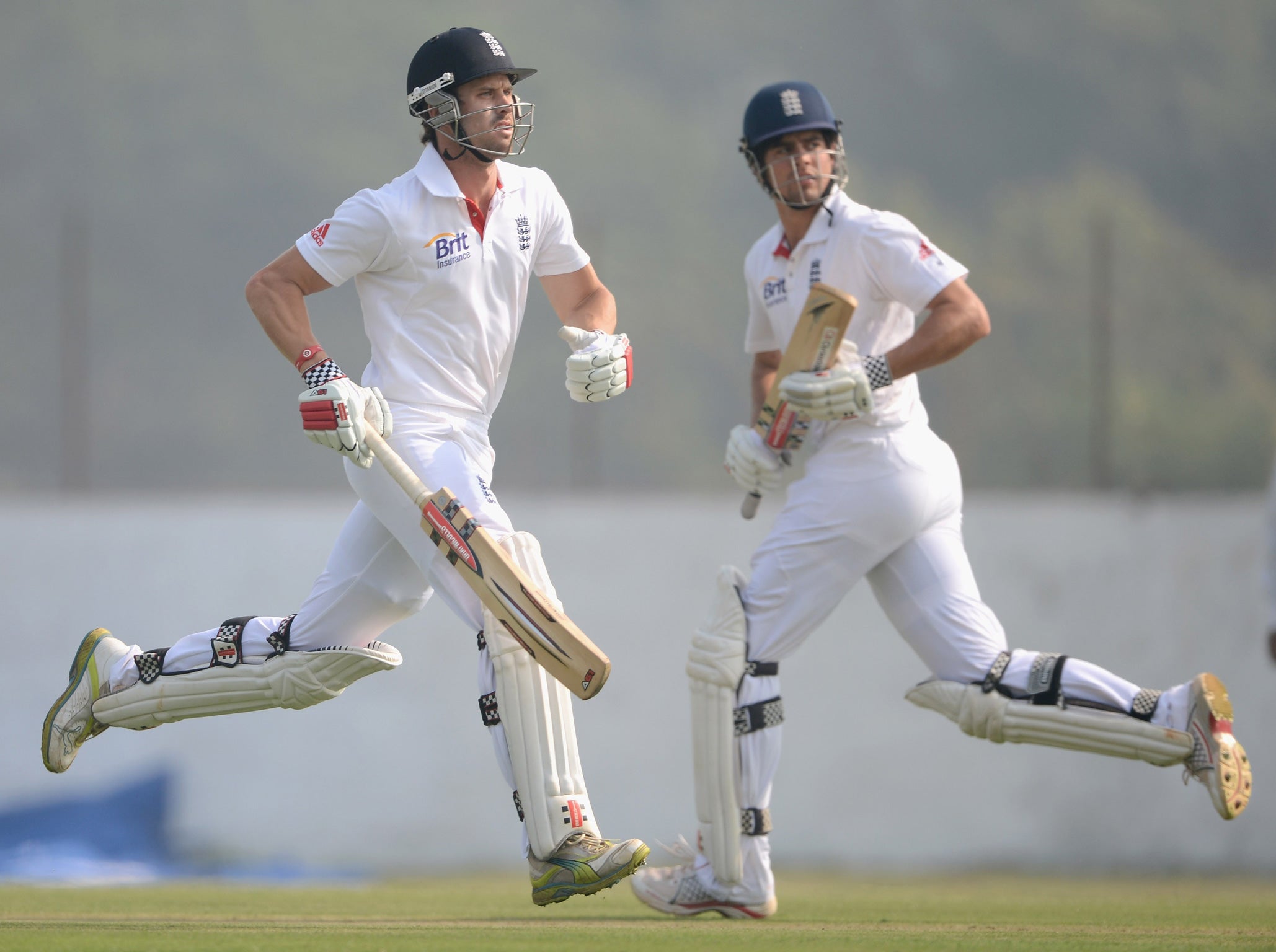 Nick Compton (left) and Alastair Cook put on an unbeaten 111 in the second innings yesterday