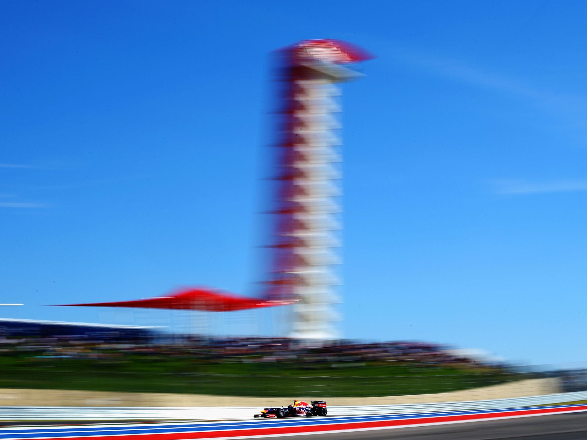 Sebastian Vettel on his way to finishing first during qualifying for the United States Formula One Grand Prix at the Circuit of the Americas