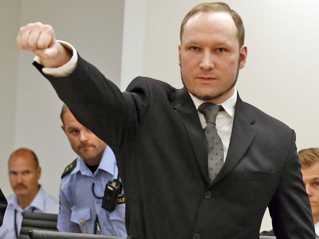 Anders Breivik during his trial last year