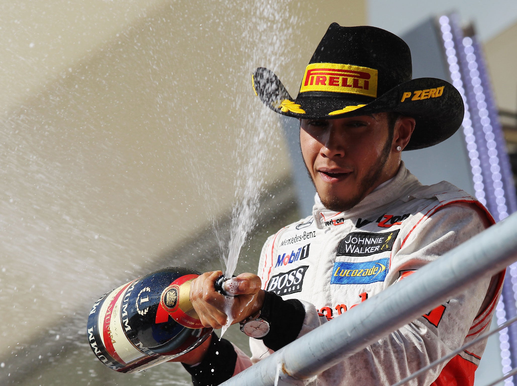Lewis Hamilton celebrates his US Grand Prix victory