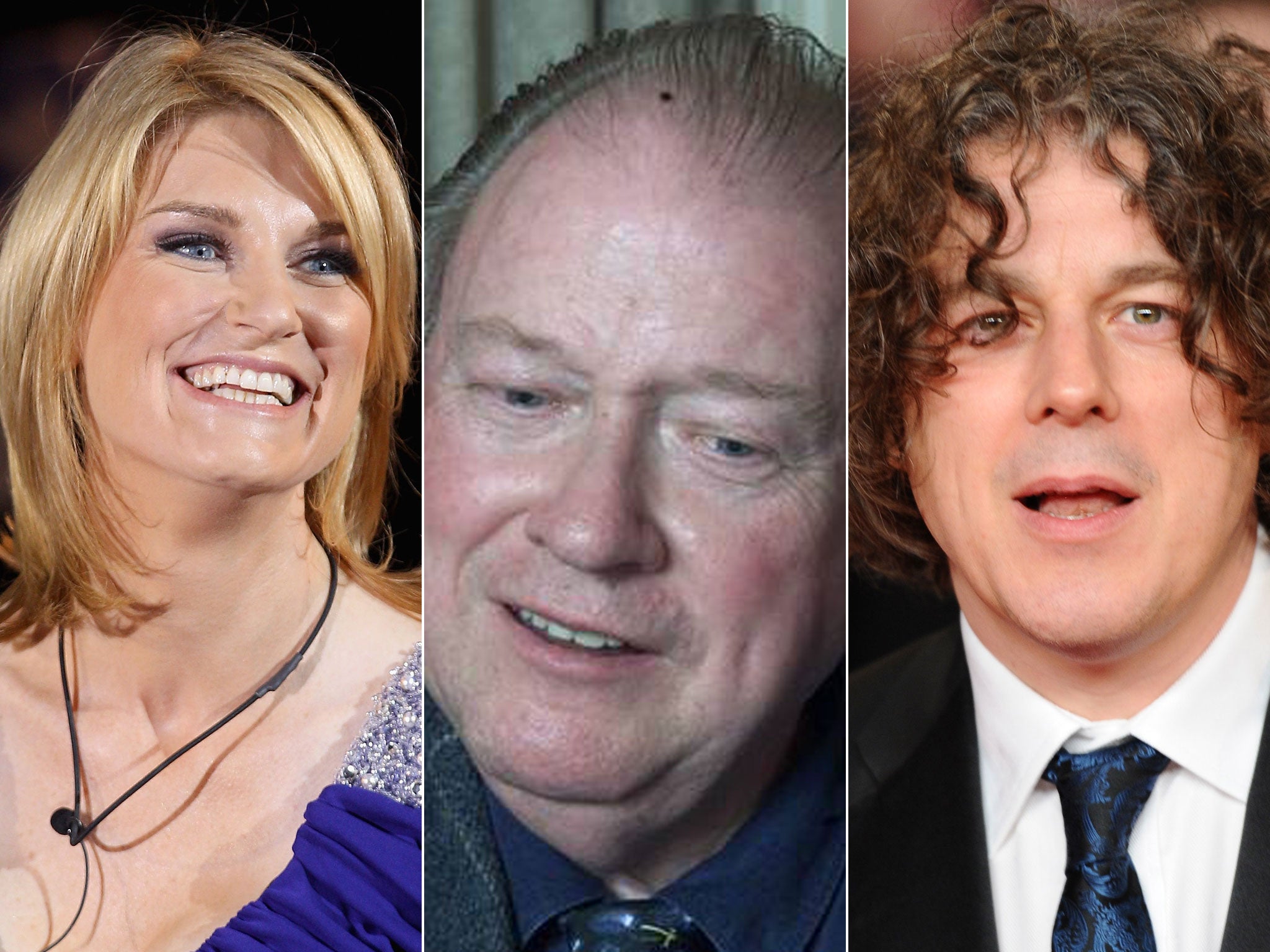 From left: Speaker's wife Sally Bercow, Lord McAlpine, and comedian Alan Davies