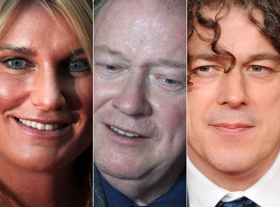 From left: Speaker's wife Sally Bercow, Lord McAlpine, and comedian Alan Davies