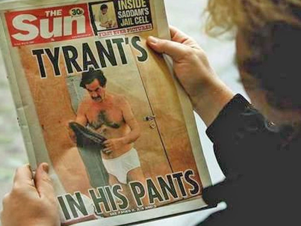 Saddam Hussein was splashed across The Sun and the New York Post in 2005