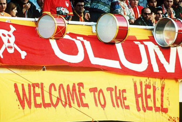 The banner that greeted United to Galatasaray back in 1993 and a typically welcoming fan