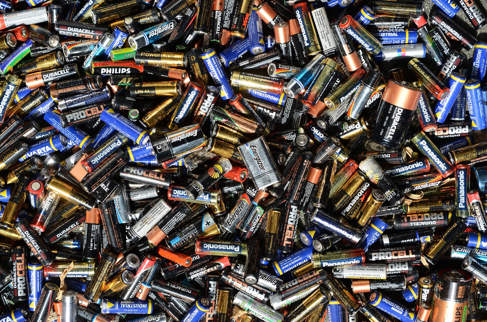 Used batteries are pictured, on September 18, 2012, in Marseille, southern France.