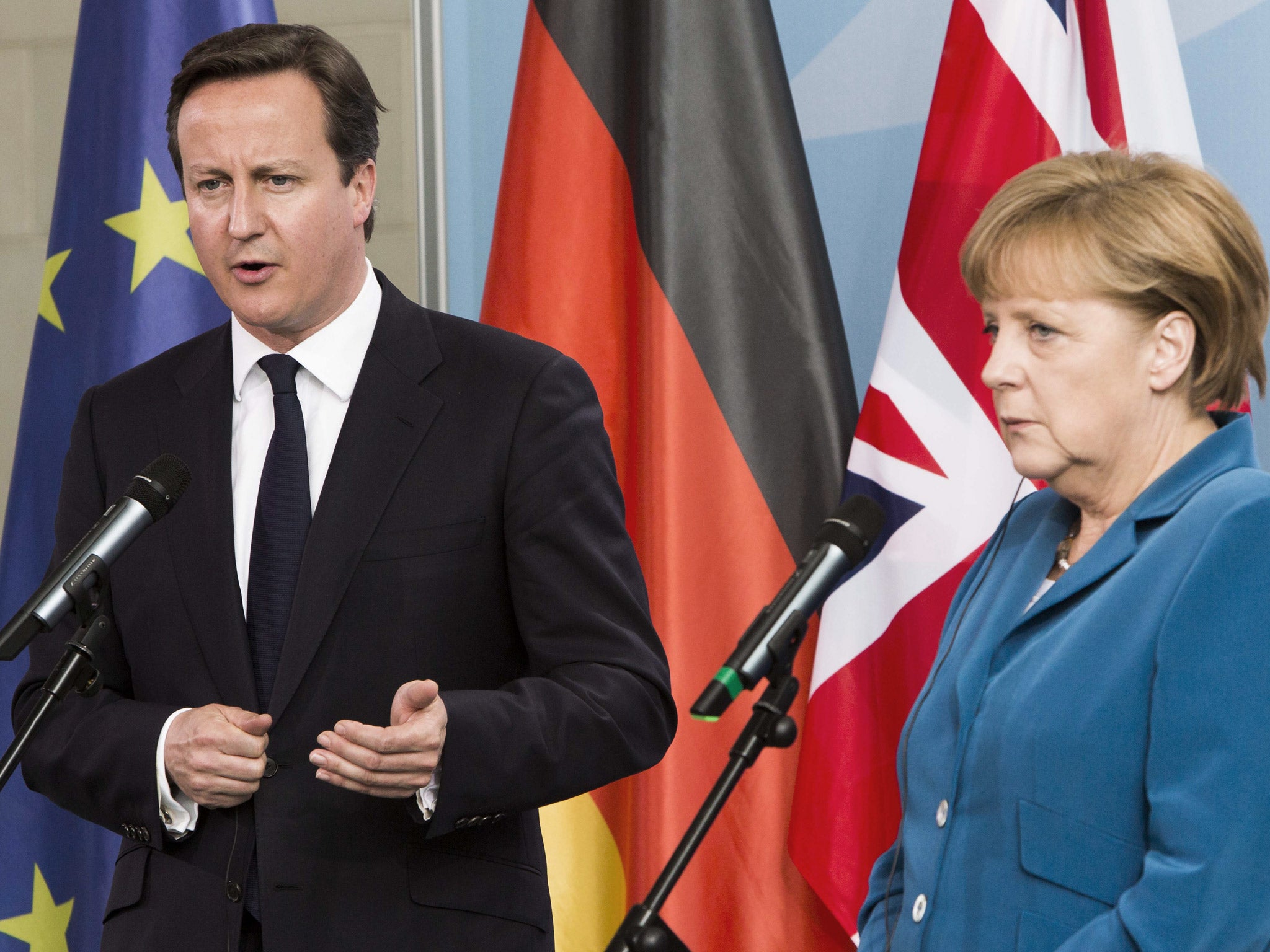 David Cameron with the German chancellor Angela Merkel earlier this year