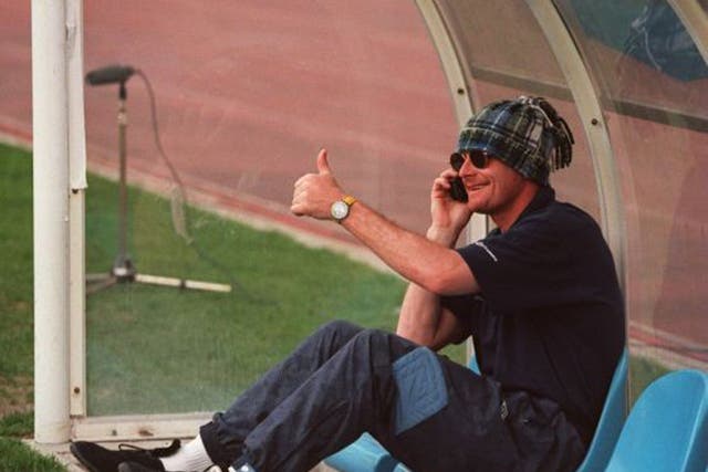 Gazza tries to stay undercover while with Lazio in 1995