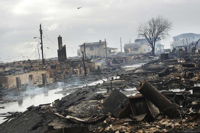 Over 50 homes were destroyed in a fire in the Breezy Point neighbourhood of New York