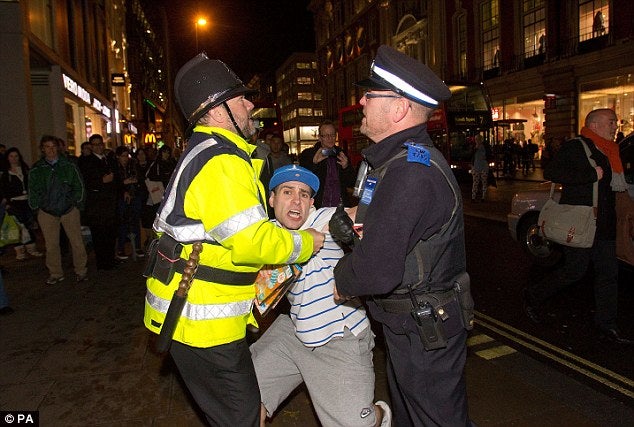 Lee Nelson "detained" by PCSO and actor dressed as policeman in Oxford Street last night