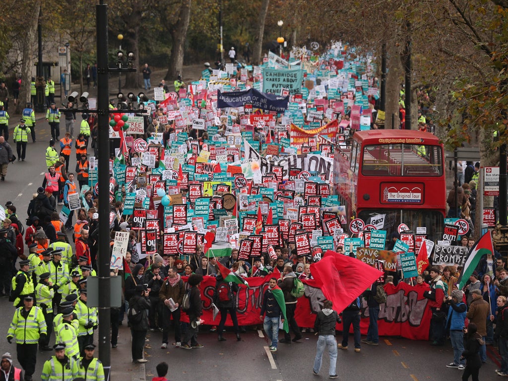 Students protest in central London