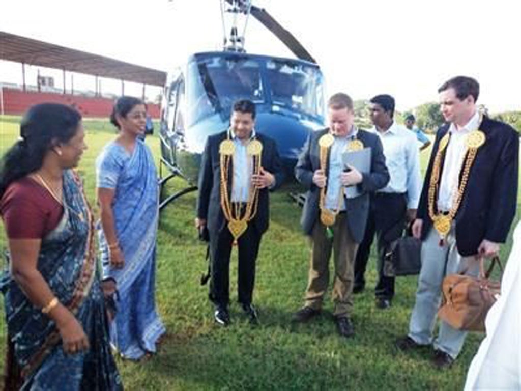 Wharton, far right, in Sri Lanka