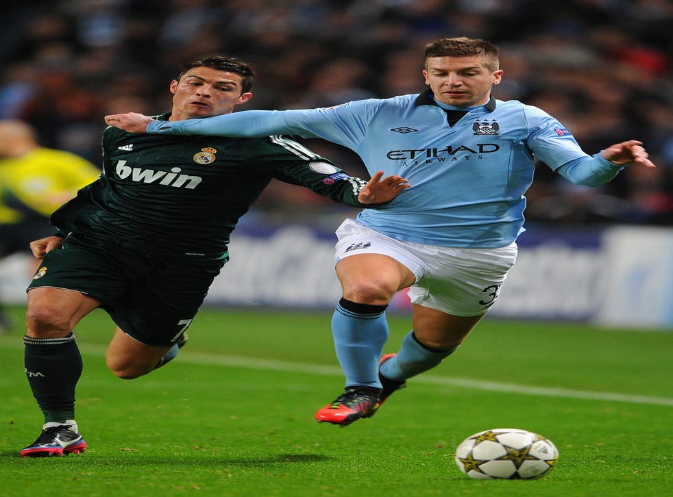 Matija Nastasic holds off Cristiano Ronaldo during Manchester City’s Champions League tie with Real Madrid on Wednesday
