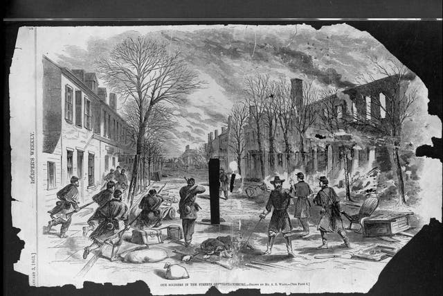 CIVILWAR DIG: This print of "Our Soldiers in the Streets of Fredericksburg," by A.R. Waud, shows Union troops under Confederate fire advancing with caution through the streets of Fredericksburg, Virginia in December 1862.