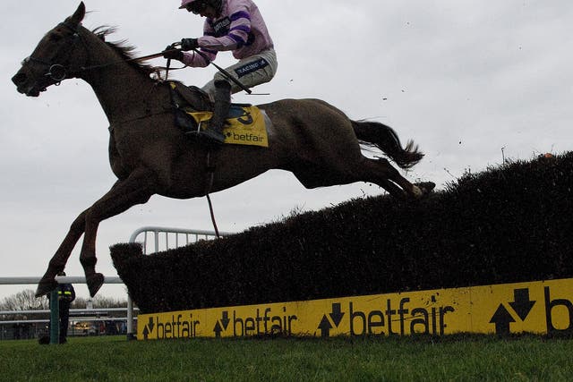 Ruby Walsh riding Silviniaco Conti clear the last to win The Betfair Steeple Chase at Haydock