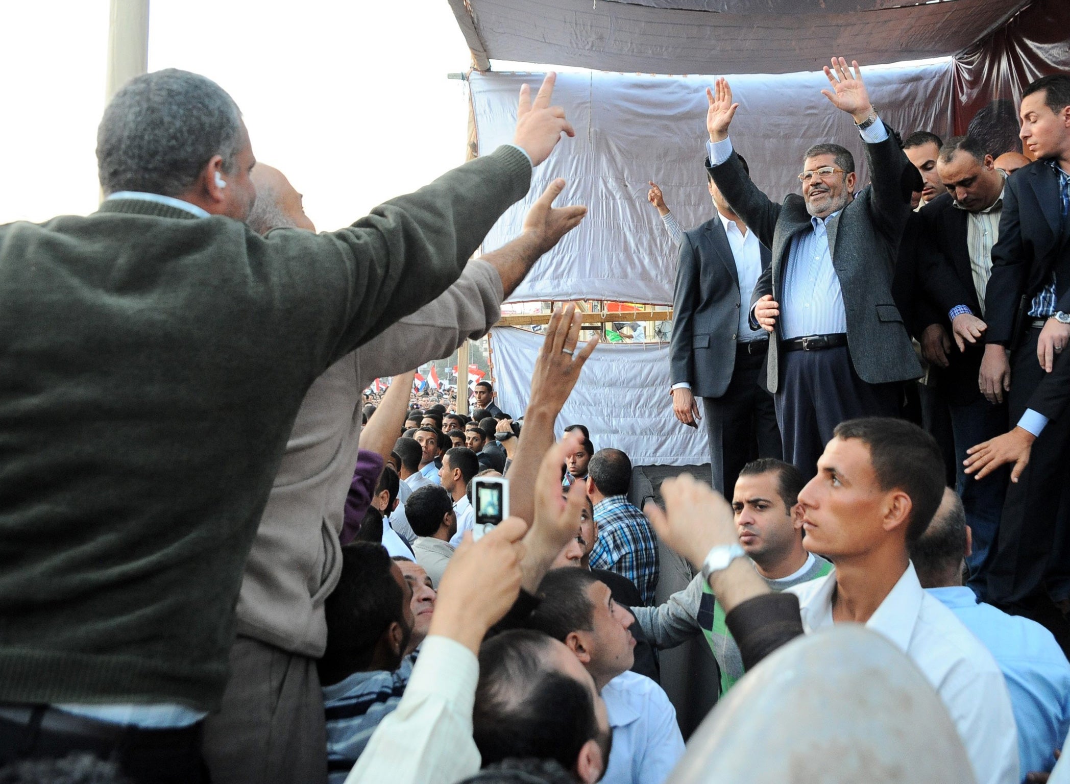 Mohamed Morsi addresses crowds in Cairo on Friday