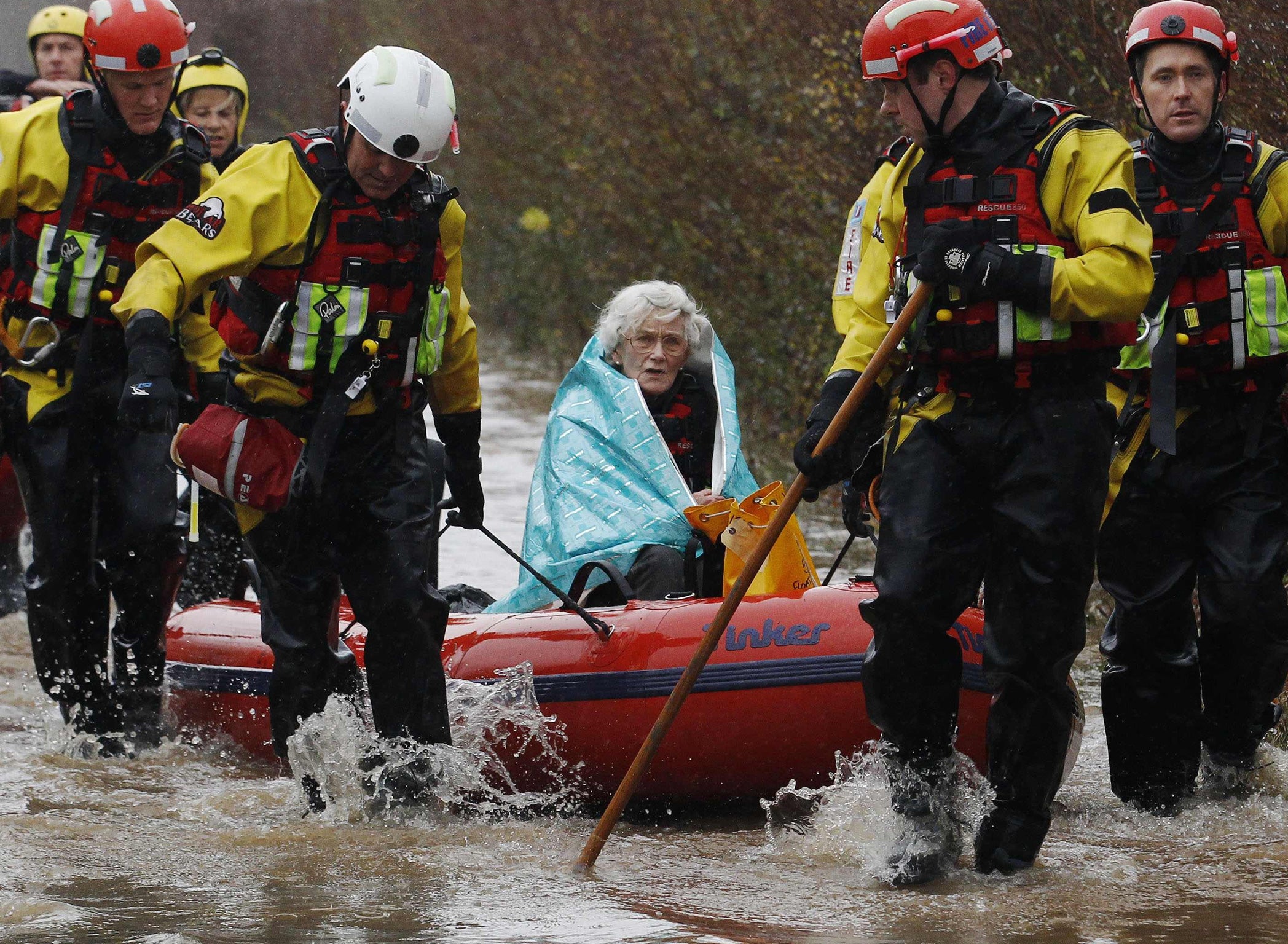 Rescued: The scene in Somerset yesterday